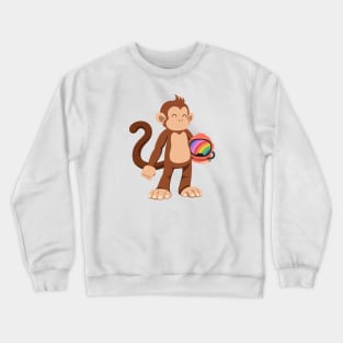 Monkey astronaut rainbow helmet Crewneck Sweatshirt